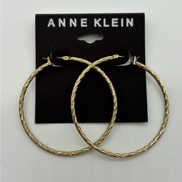 Anne Klein Twisted Gold Hoop Earrings - Picture 2 of 5